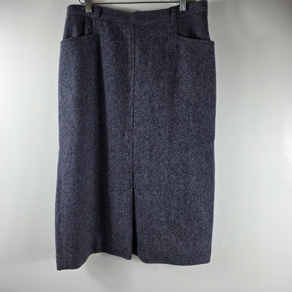 Vintage JOHN MEYER Womens 16 Blue Tweed Wool Blend Pencil Skirt Career‎ Dressy